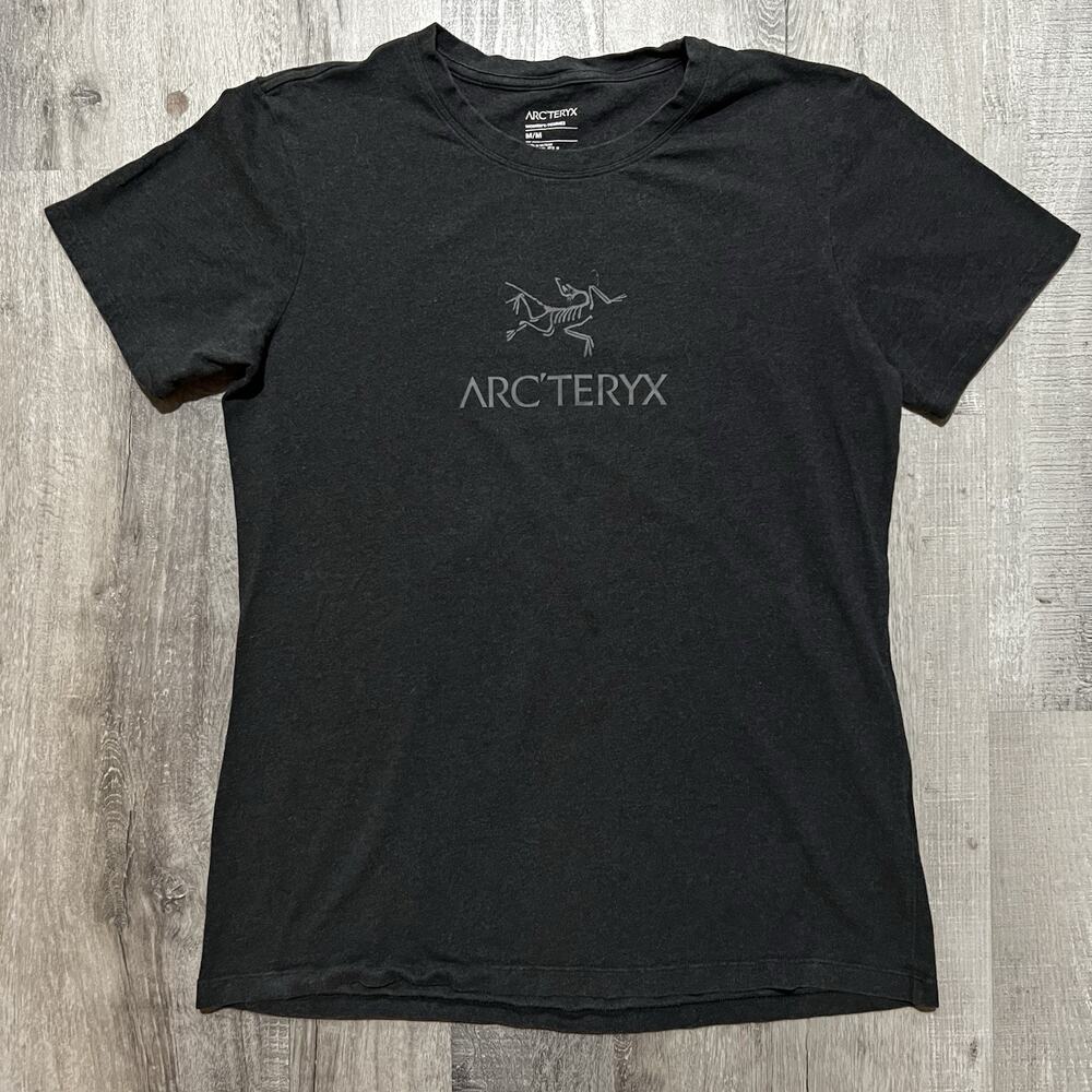 Arc'teryx Arc'word T Shirt Big Logo Womens M Grey Fossil Logo Outdoor Hike